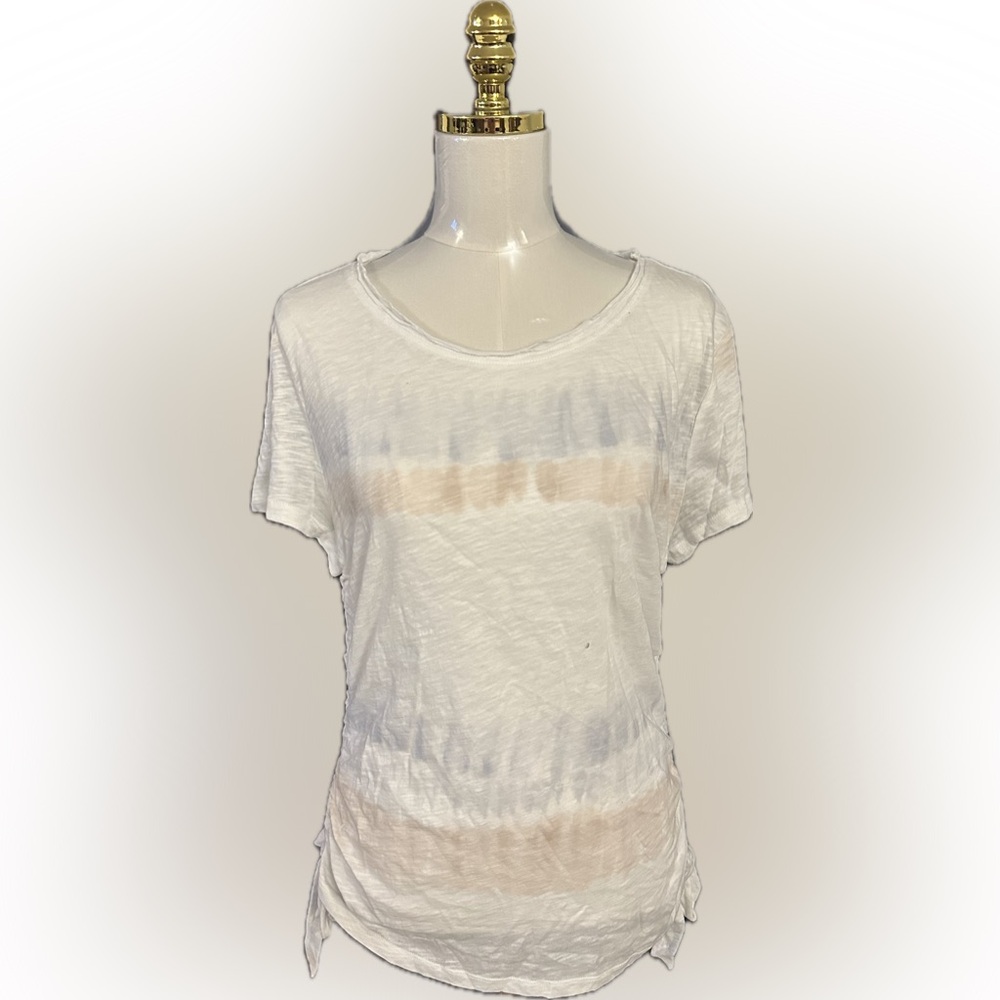 👚INC International Concepts Ruched Side Striped Tee Top Size L NWT
